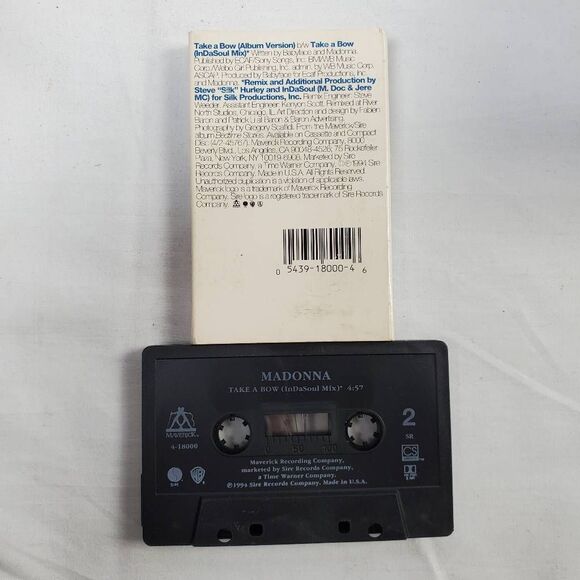 Madonna – Take a Bow Cassette Single Maverick/Warner Bros 1994 Pop Collectible - Picture 2 of 3